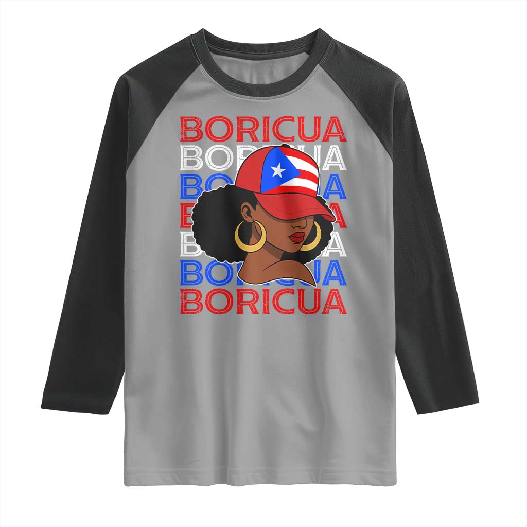 Puerto Rico Boricua Girl  Proud Puerto Rican Hispanic Heritage Raglan Shirt - Wonder Print Shop