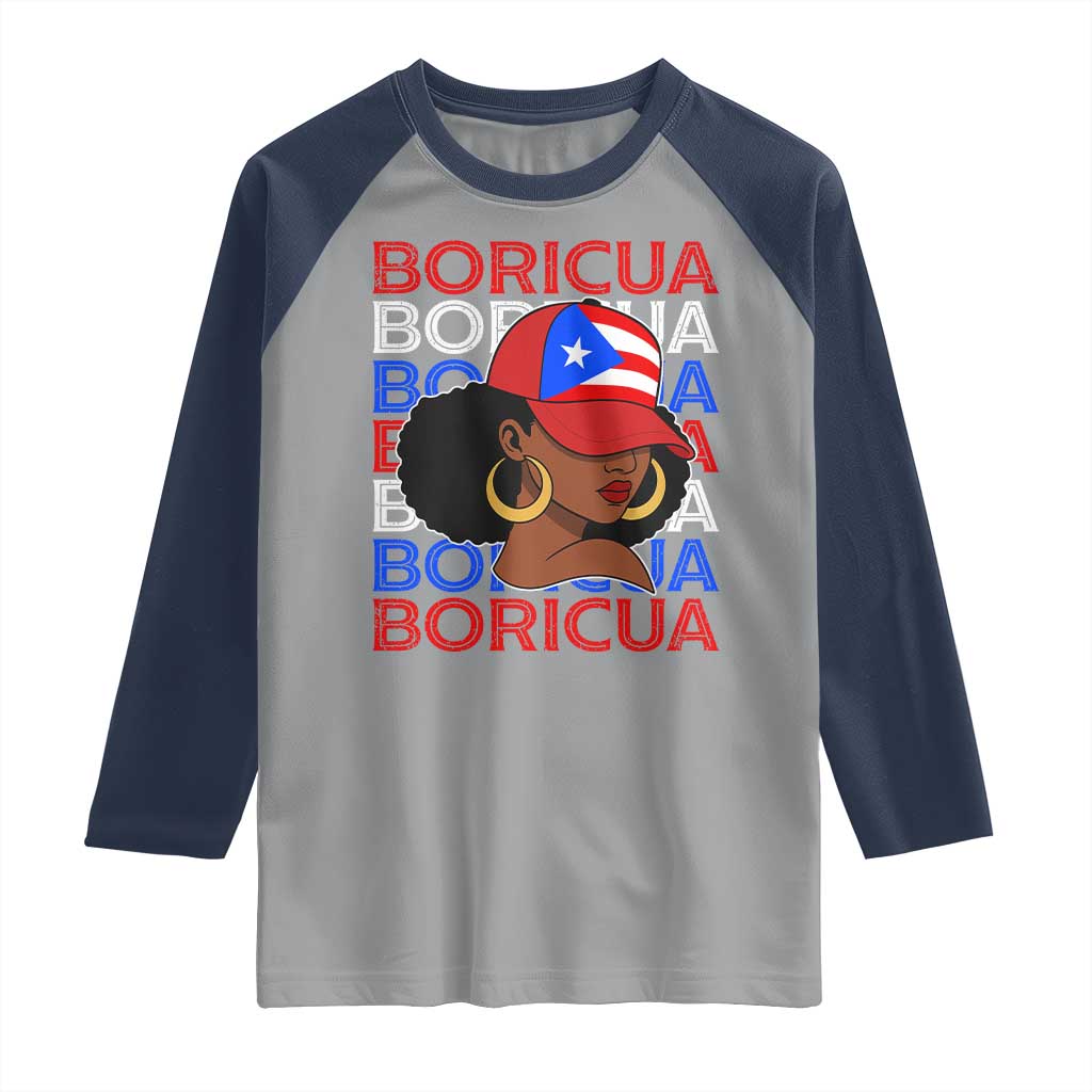Puerto Rico Boricua Girl  Proud Puerto Rican Hispanic Heritage Raglan Shirt - Wonder Print Shop