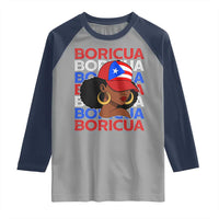 Puerto Rico Boricua Girl  Proud Puerto Rican Hispanic Heritage Raglan Shirt - Wonder Print Shop