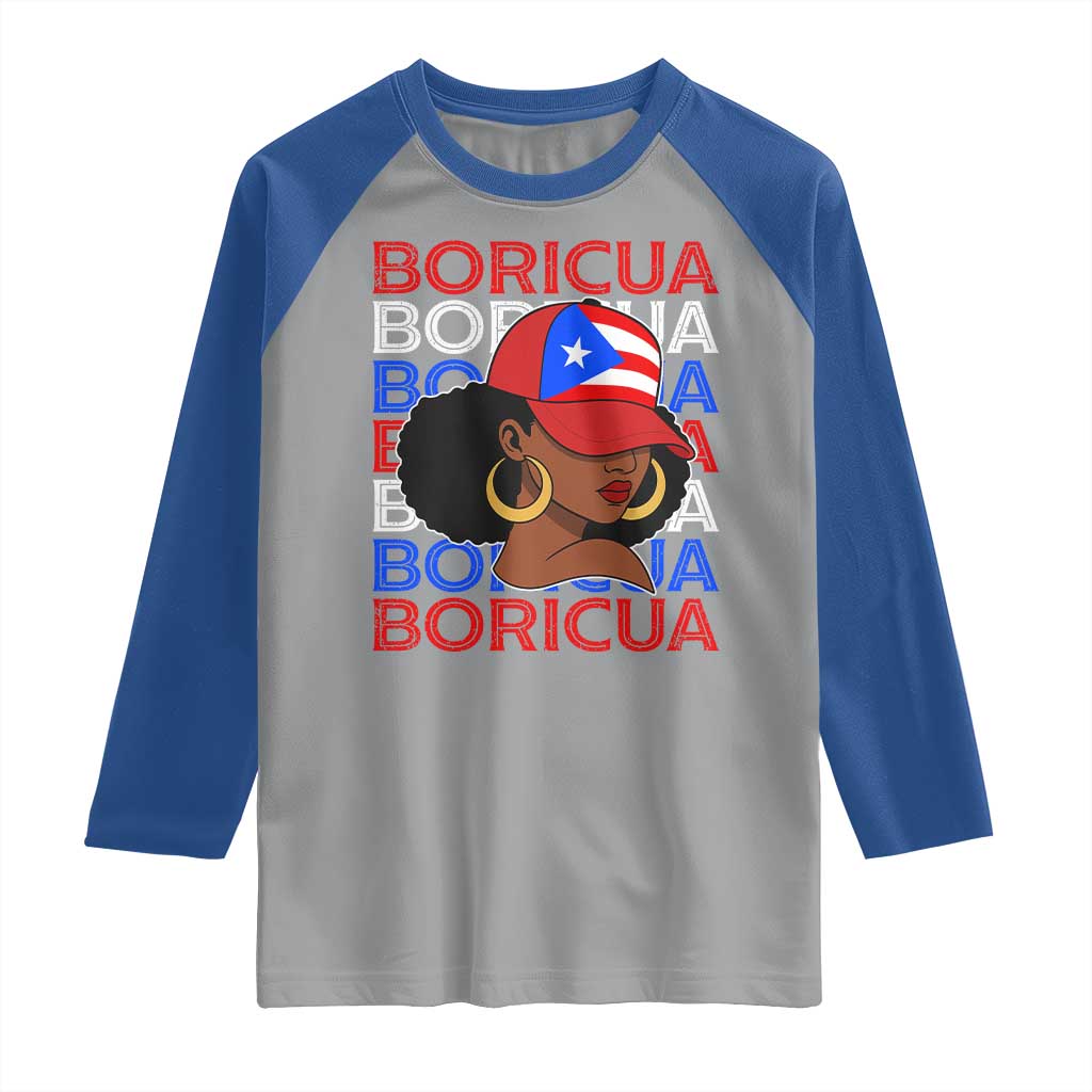 Puerto Rico Boricua Girl  Proud Puerto Rican Hispanic Heritage Raglan Shirt - Wonder Print Shop