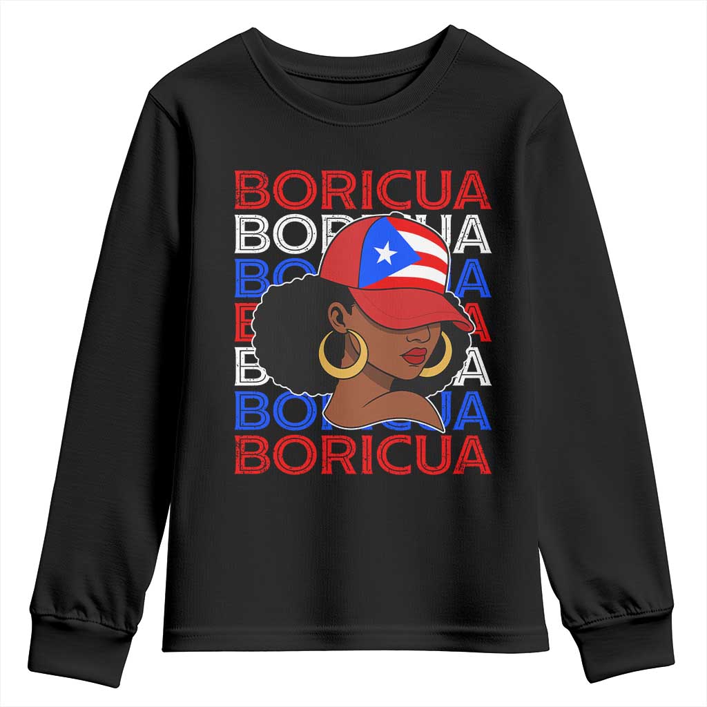 Puerto Rico Boricua Girl  Proud Puerto Rican Hispanic Heritage Youth Sweatshirt - Wonder Print Shop