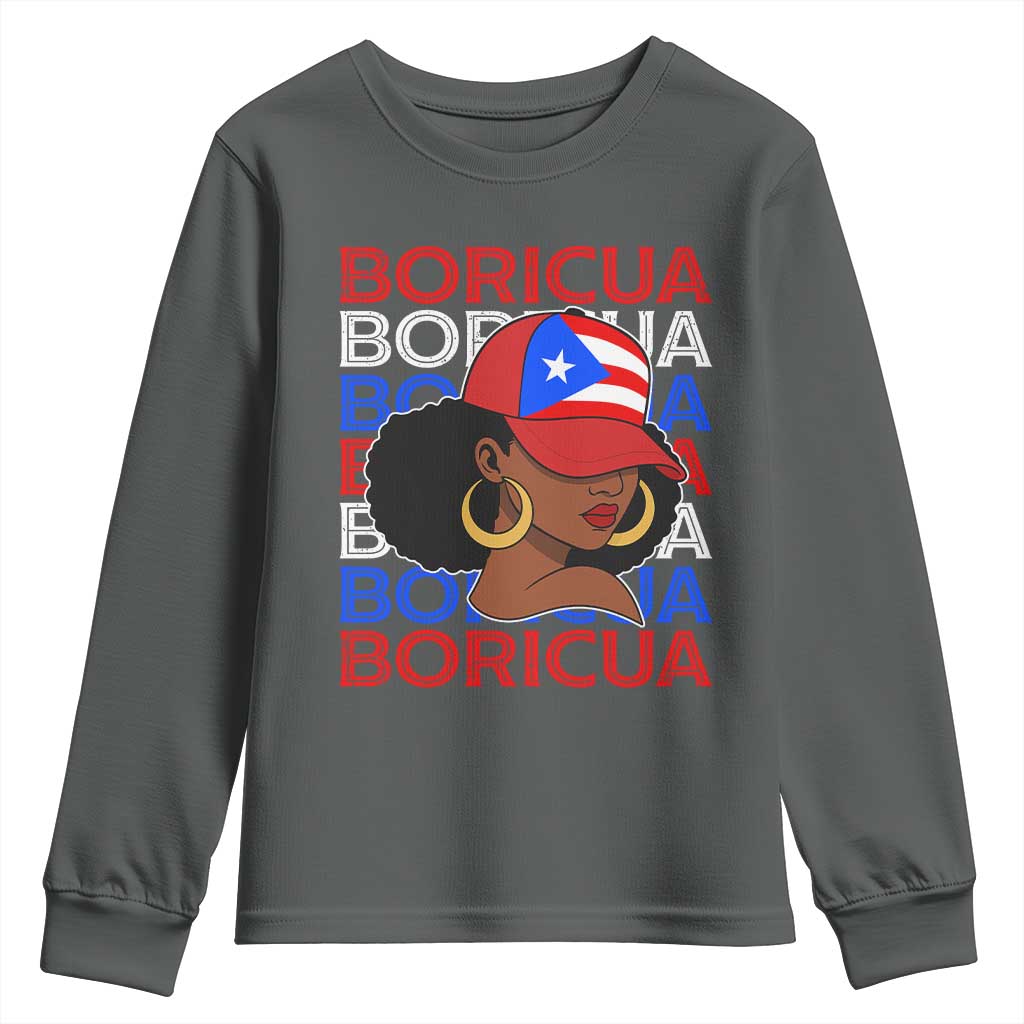 Puerto Rico Boricua Girl  Proud Puerto Rican Hispanic Heritage Youth Sweatshirt - Wonder Print Shop