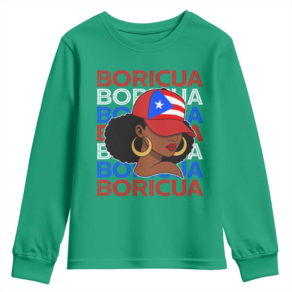 Puerto Rico Boricua Girl  Proud Puerto Rican Hispanic Heritage Youth Sweatshirt - Wonder Print Shop