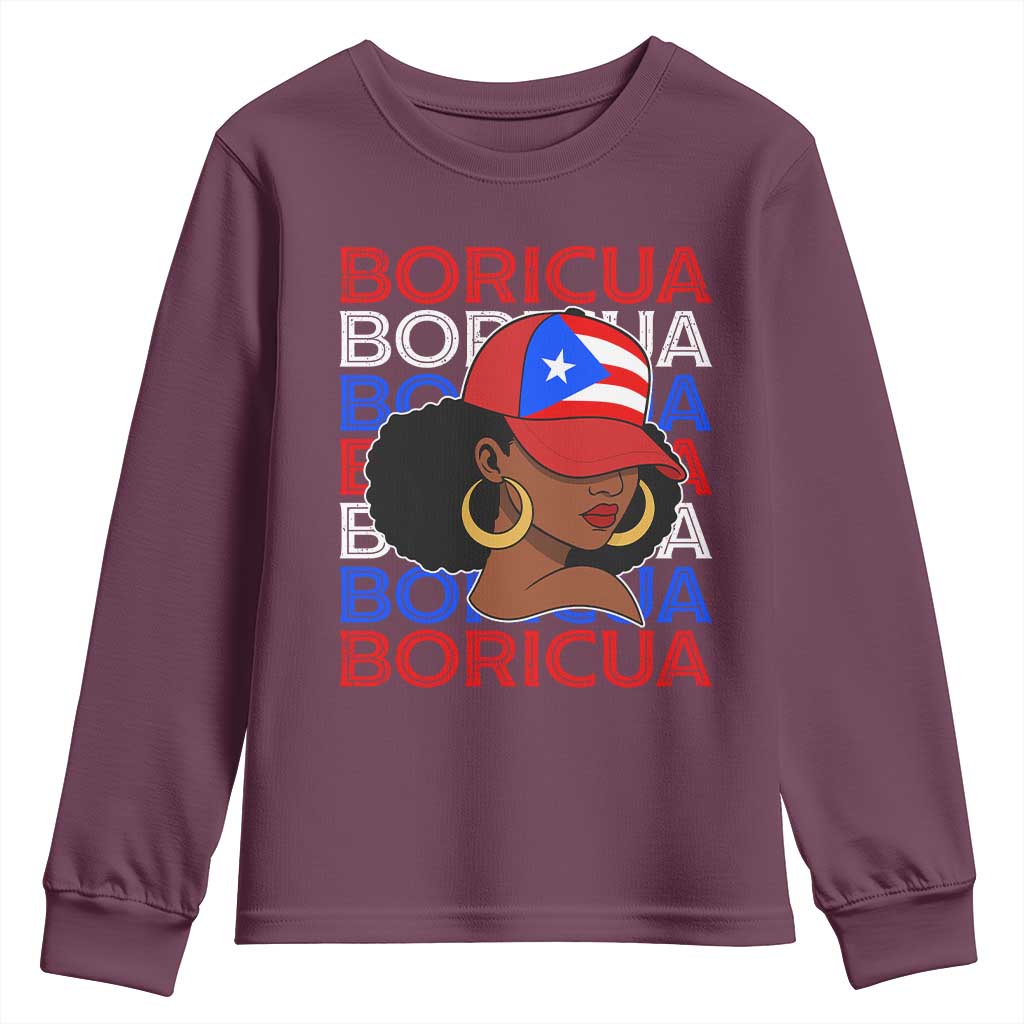 Puerto Rico Boricua Girl  Proud Puerto Rican Hispanic Heritage Youth Sweatshirt - Wonder Print Shop