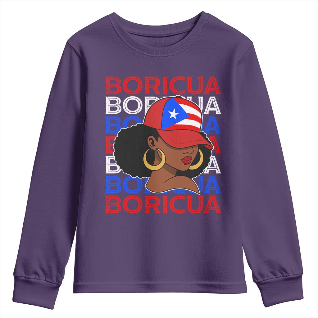 Puerto Rico Boricua Girl  Proud Puerto Rican Hispanic Heritage Youth Sweatshirt - Wonder Print Shop