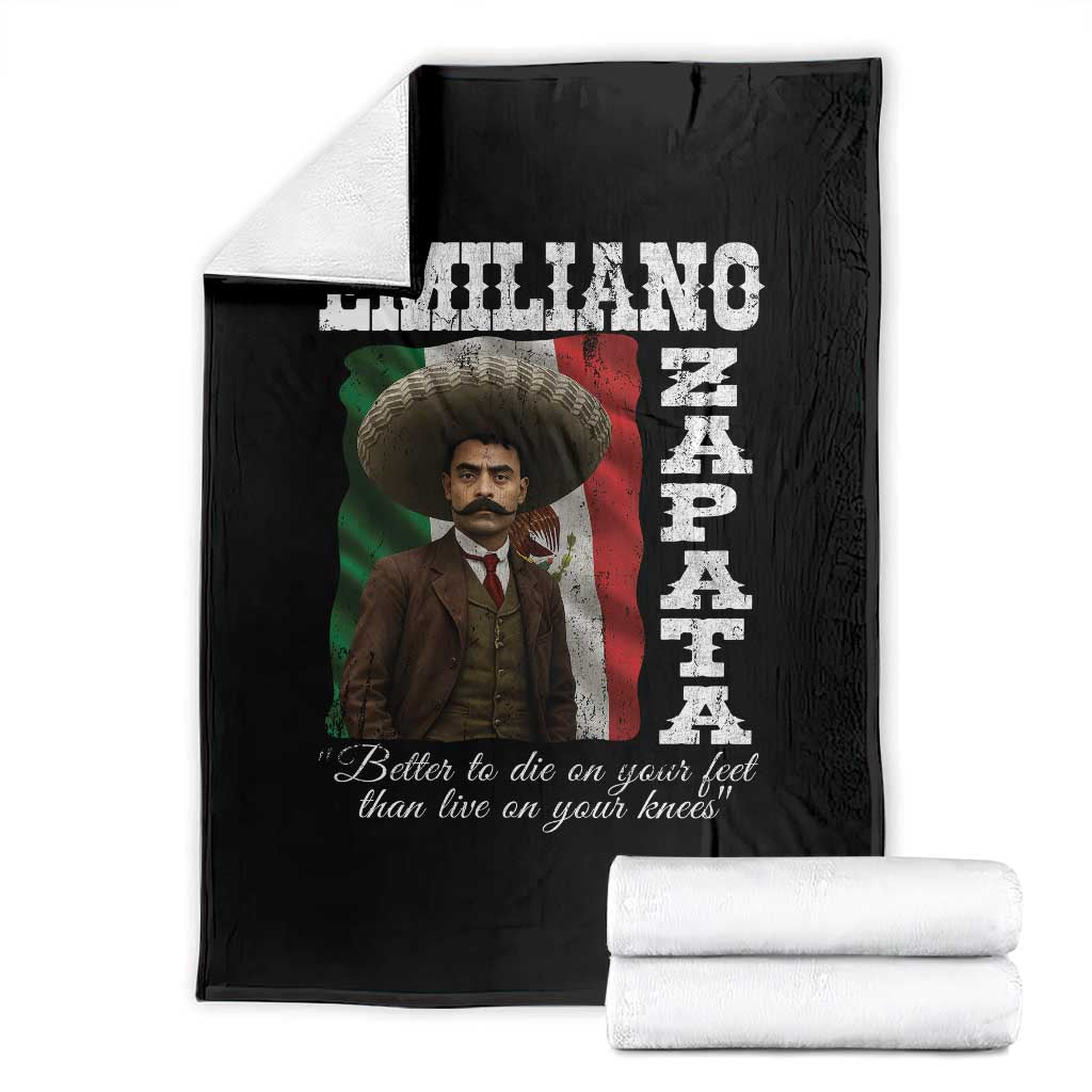 Emiliano Zapata Throw Blanket Better To Die On Your Feet Than Live On Your Knees Mexican Revolution - Wonder Print Shop