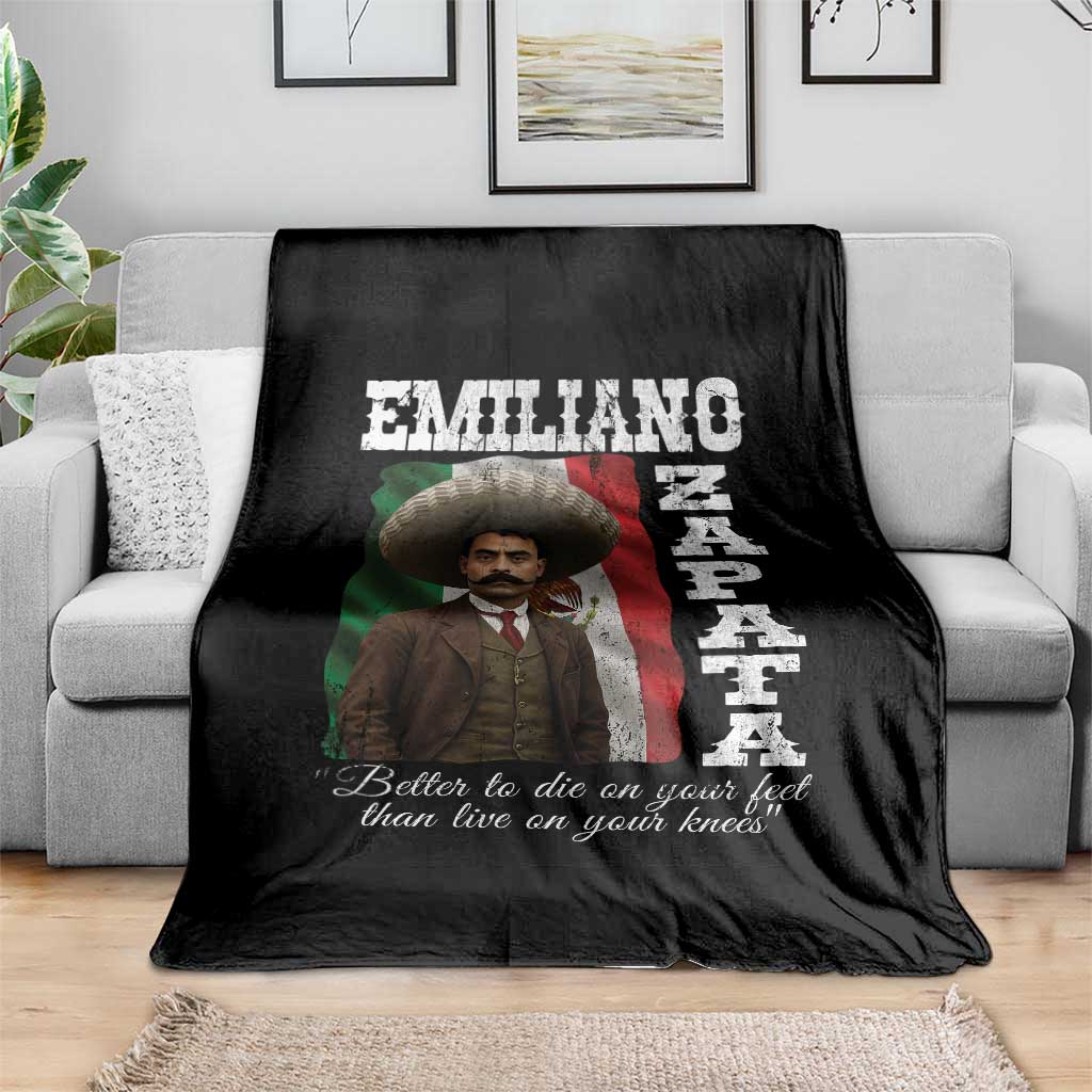 Emiliano Zapata Throw Blanket Better To Die On Your Feet Than Live On Your Knees Mexican Revolution - Wonder Print Shop