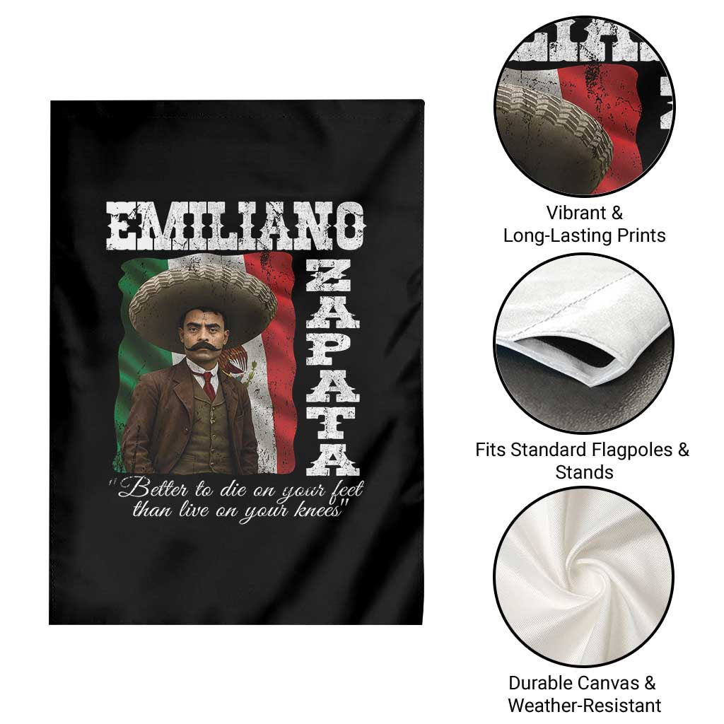 Emiliano Zapata Garden Flag Better To Die On Your Feet Than Live On Your Knees Mexican Revolution - Wonder Print Shop