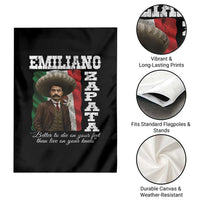 Emiliano Zapata Garden Flag Better To Die On Your Feet Than Live On Your Knees Mexican Revolution - Wonder Print Shop