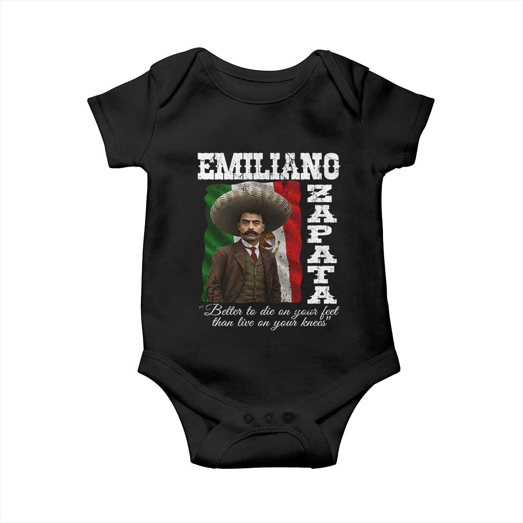 Emiliano Zapata Baby Onesie Better To Die On Your Feet Than Live On Your Knees Mexican Revolution - Wonder Print Shop