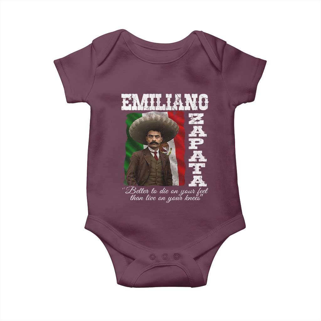 Emiliano Zapata Baby Onesie Better To Die On Your Feet Than Live On Your Knees Mexican Revolution - Wonder Print Shop