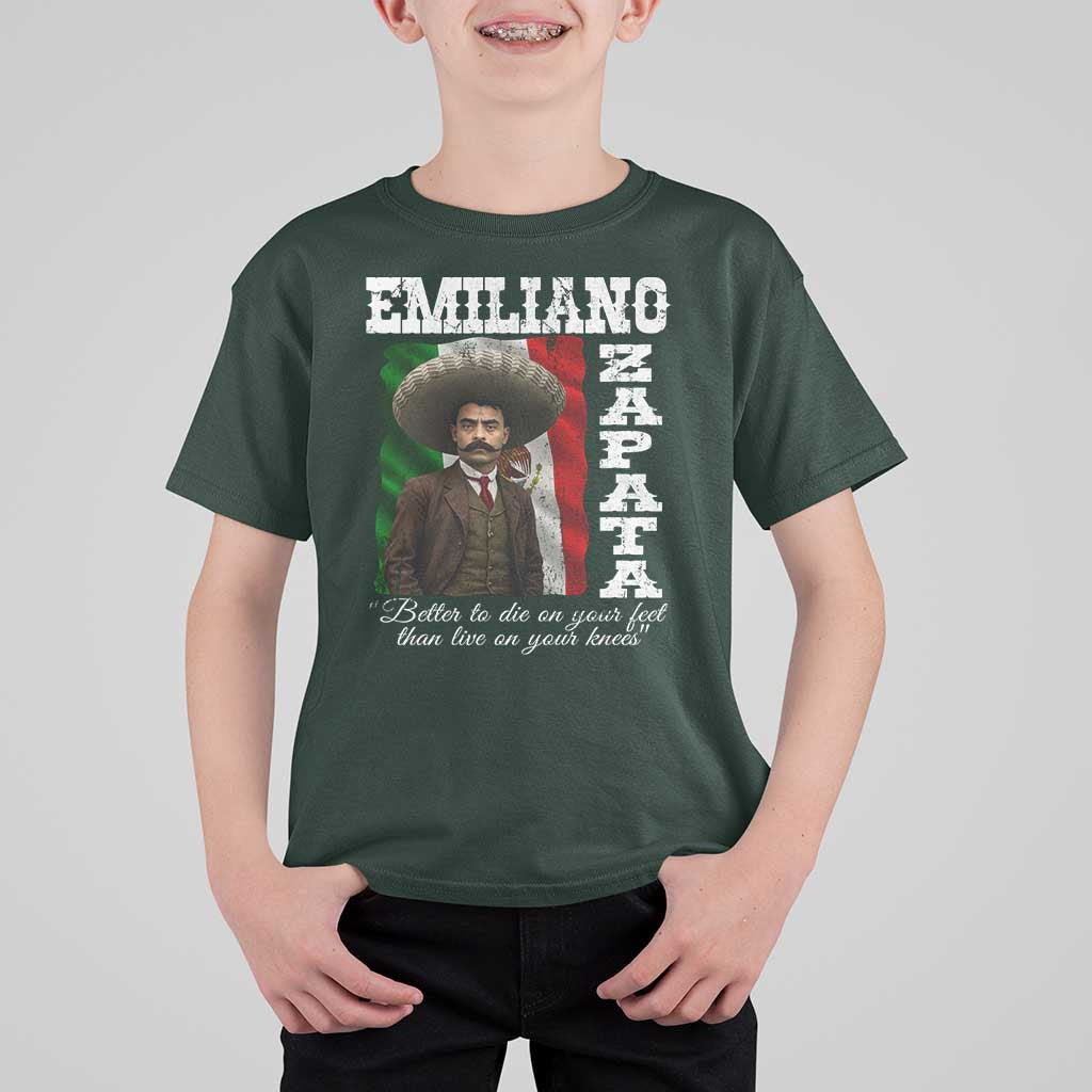 Emiliano Zapata T Shirt For Kid Better To Die On Your Feet Than Live On Your Knees Mexican Revolution - Wonder Print Shop