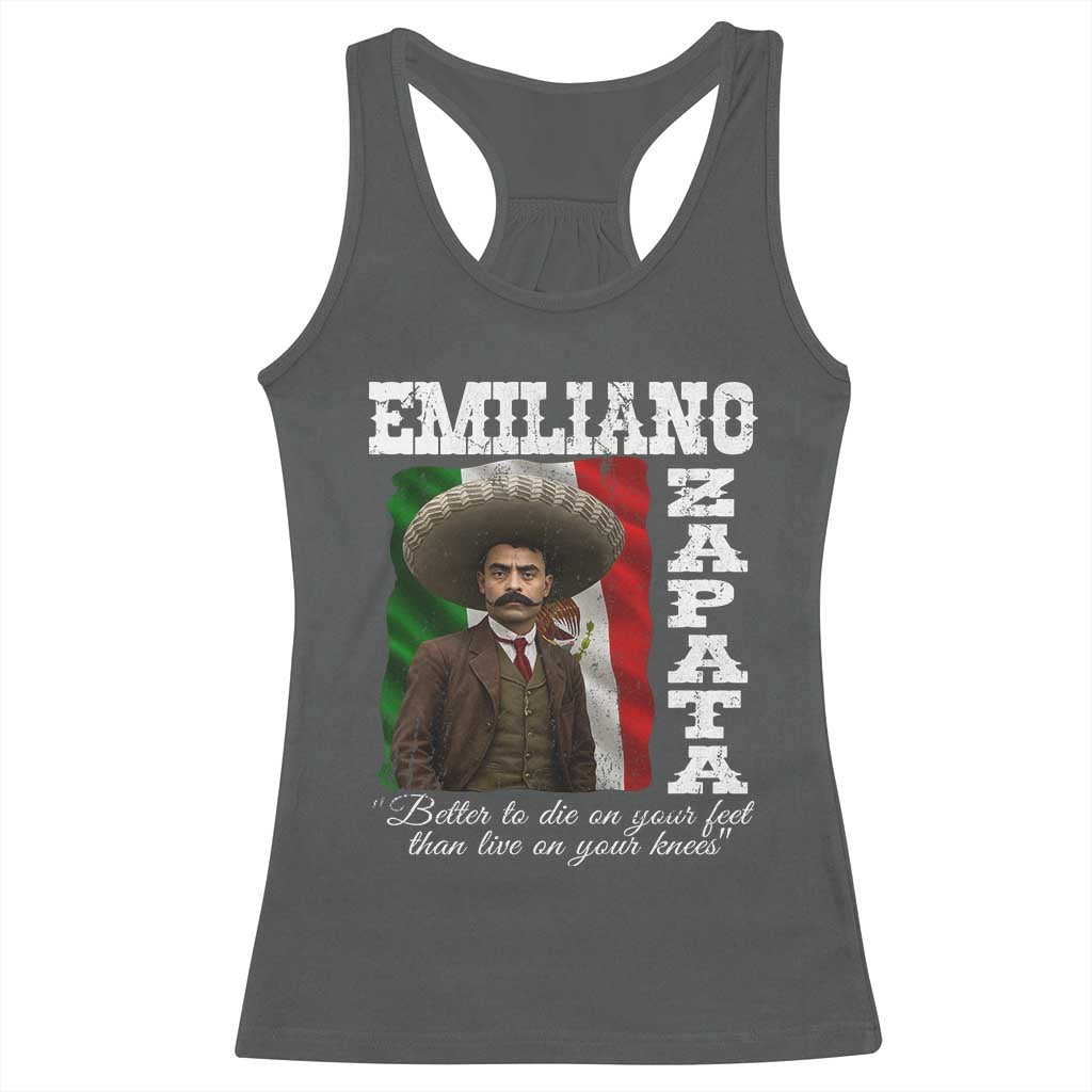 Emiliano Zapata Racerback Tank Top Better To Die On Your Feet Than Live On Your Knees Mexican Revolution - Wonder Print Shop