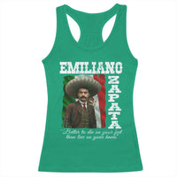 Emiliano Zapata Racerback Tank Top Better To Die On Your Feet Than Live On Your Knees Mexican Revolution - Wonder Print Shop
