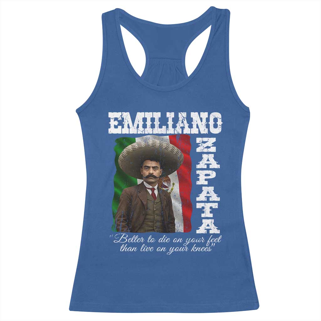 Emiliano Zapata Racerback Tank Top Better To Die On Your Feet Than Live On Your Knees Mexican Revolution - Wonder Print Shop