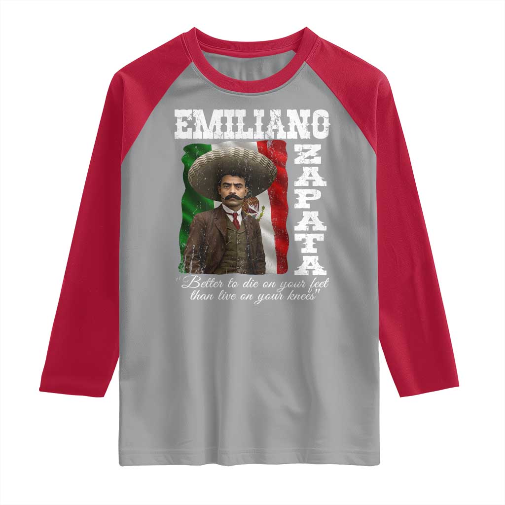 Emiliano Zapata Raglan Shirt Better To Die On Your Feet Than Live On Your Knees Mexican Revolution - Wonder Print Shop