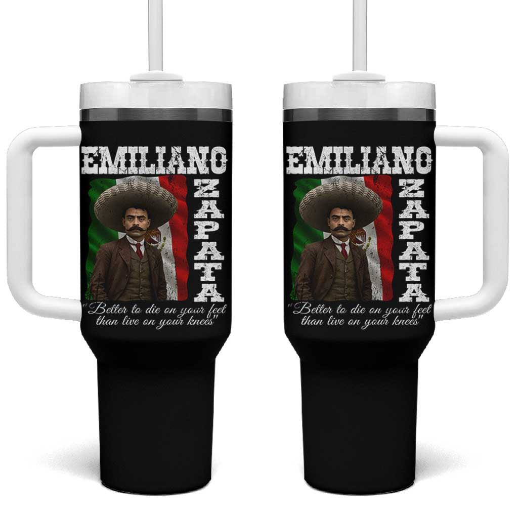 Emiliano Zapata Tumbler With Handle Better To Die On Your Feet Than Live On Your Knees Mexican Revolution - Wonder Print Shop