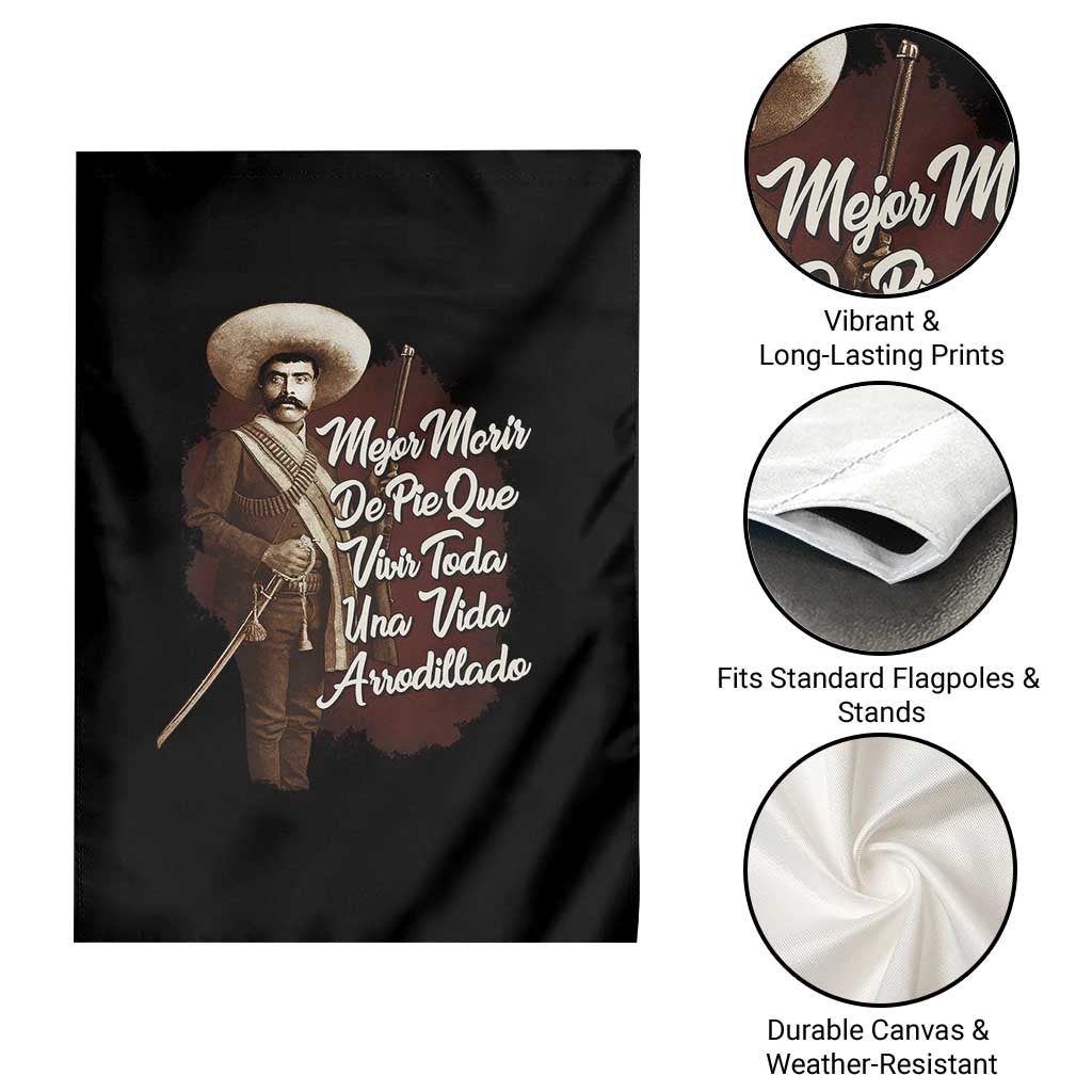 Emiliano Zapata Garden Flag Mejor Morir De Pie Que Vivir Toda Una Vida Arrodillado - Wonder Print Shop