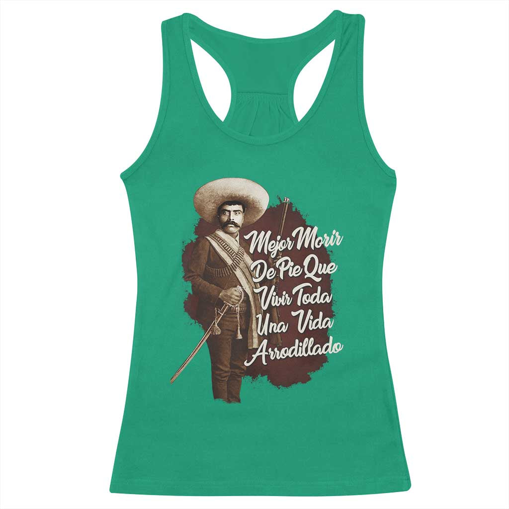 Emiliano Zapata Racerback Tank Top Mejor Morir De Pie Que Vivir Toda Una Vida Arrodillado - Wonder Print Shop