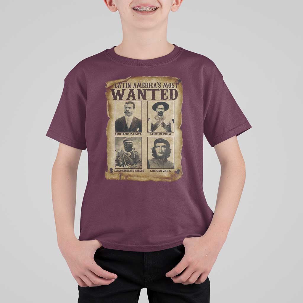 Latin America's Most Wanted Revolution Latino Hispanic Heritage T Shirt For Kid Wanted Sign - Wonder Print Shop