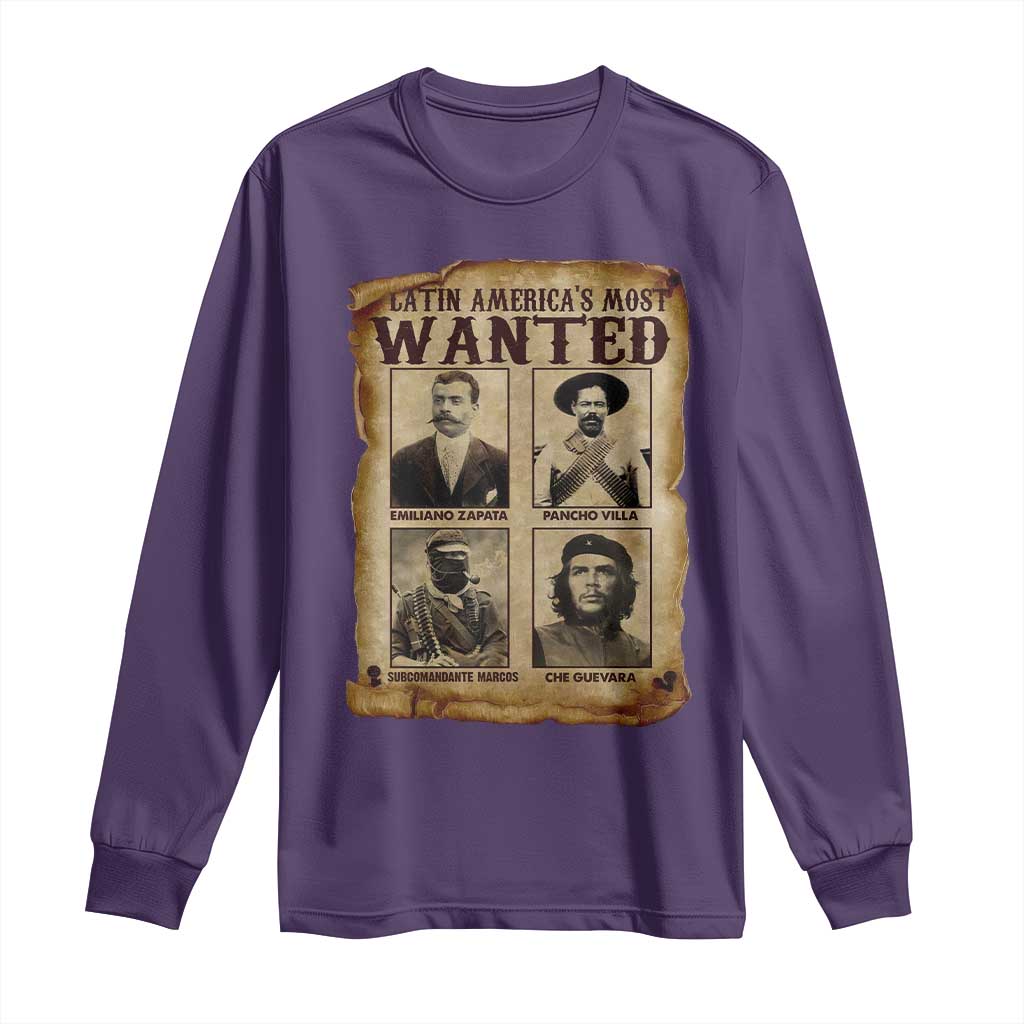 Latin America's Most Wanted Revolution Latino Hispanic Heritage Long Sleeve Shirt Wanted Sign - Wonder Print Shop
