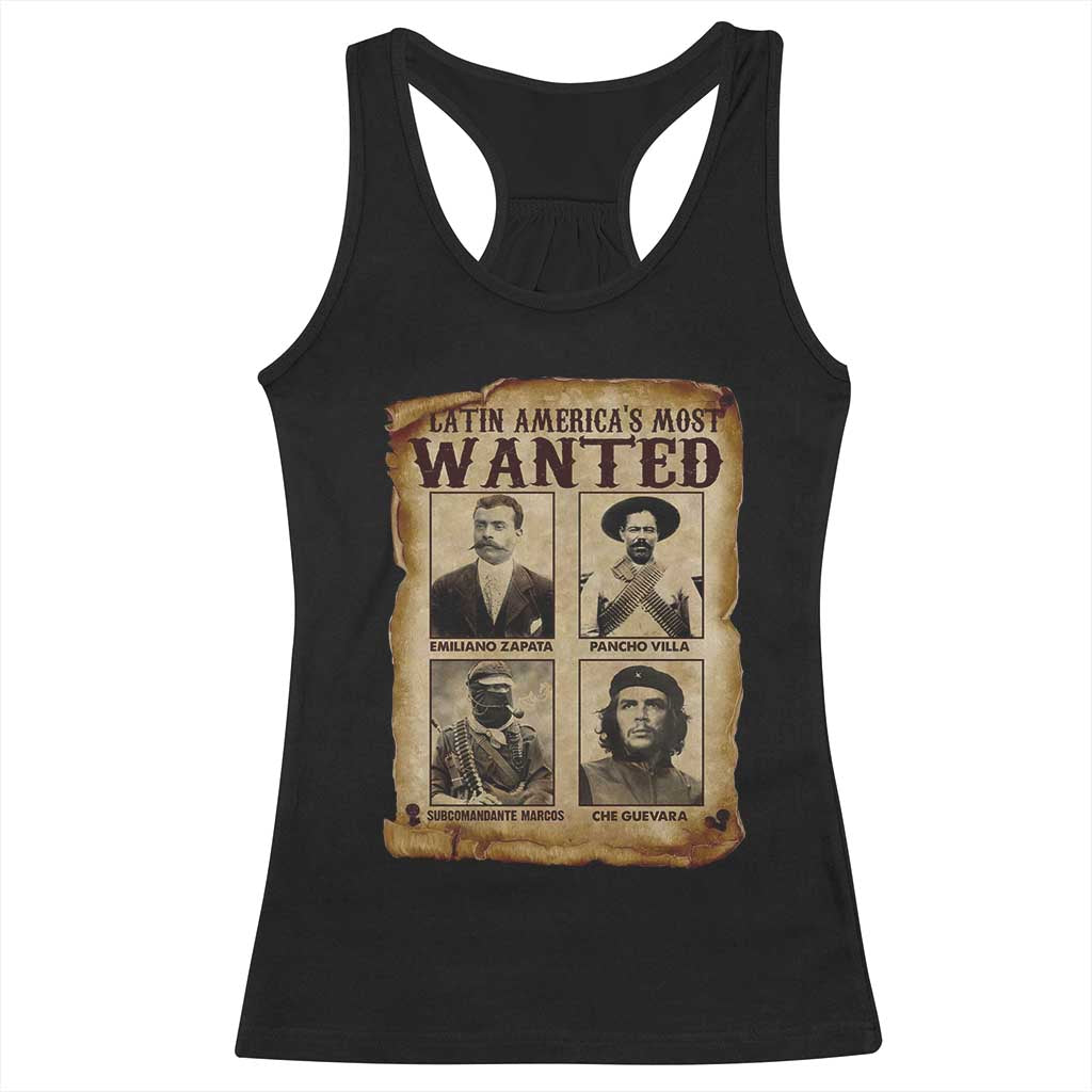 Latin America's Most Wanted Revolution Latino Hispanic Heritage Racerback Tank Top Wanted Sign - Wonder Print Shop