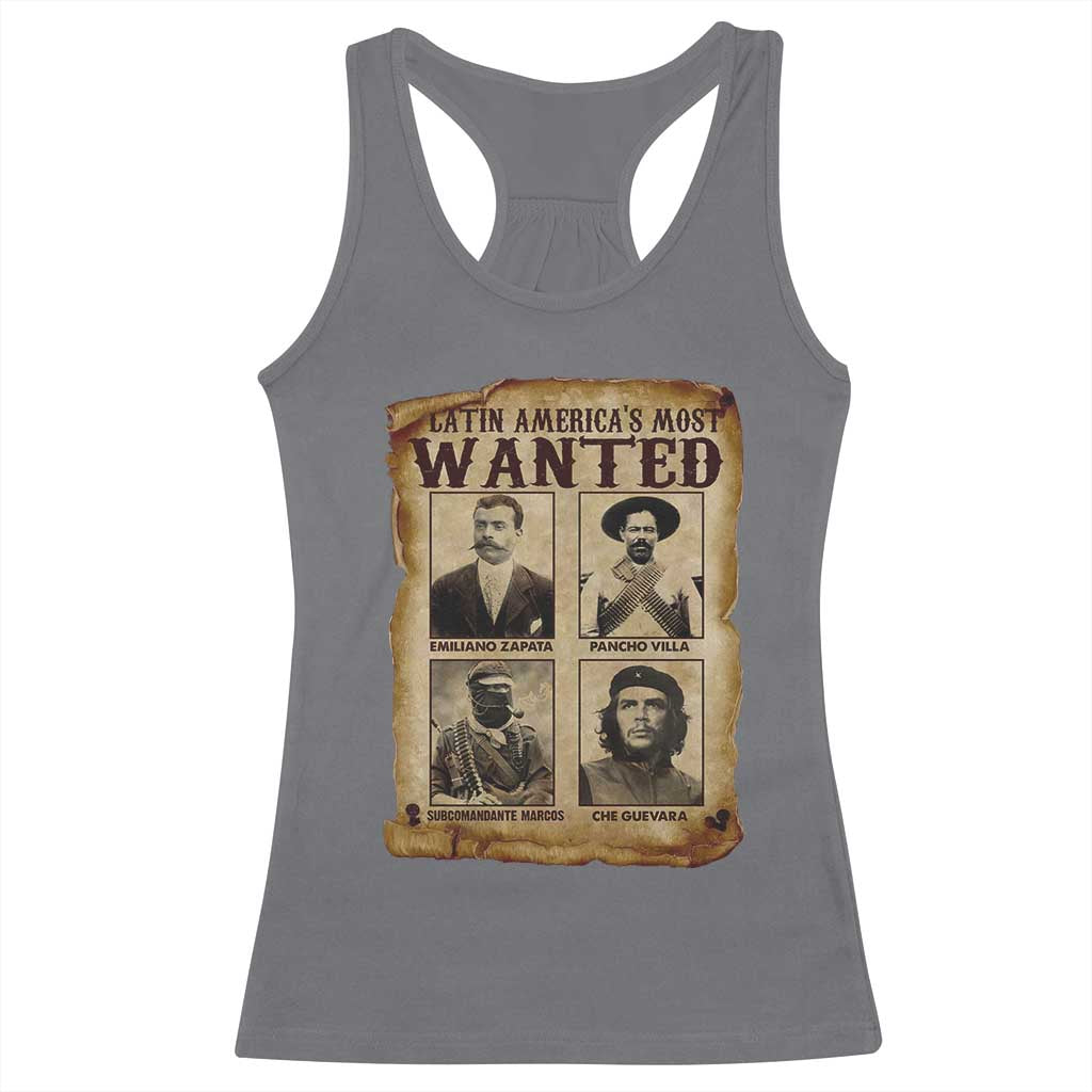 Latin America's Most Wanted Revolution Latino Hispanic Heritage Racerback Tank Top Wanted Sign - Wonder Print Shop