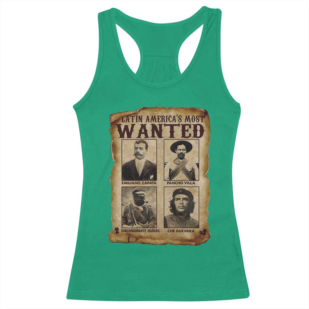 Latin America's Most Wanted Revolution Latino Hispanic Heritage Racerback Tank Top Wanted Sign - Wonder Print Shop
