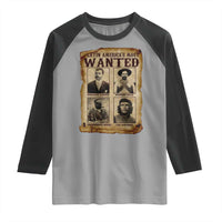 Latin America's Most Wanted Revolution Latino Hispanic Heritage Raglan Shirt Wanted Sign - Wonder Print Shop