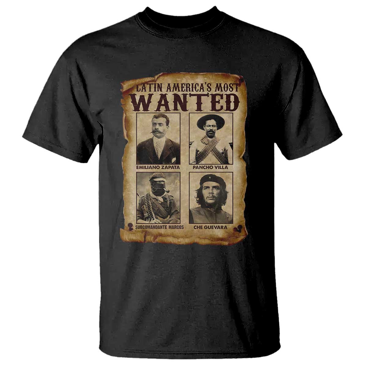 Latin America's Most Wanted Revolution Latino Hispanic Heritage T Shirt Wanted Sign - Wonder Print Shop