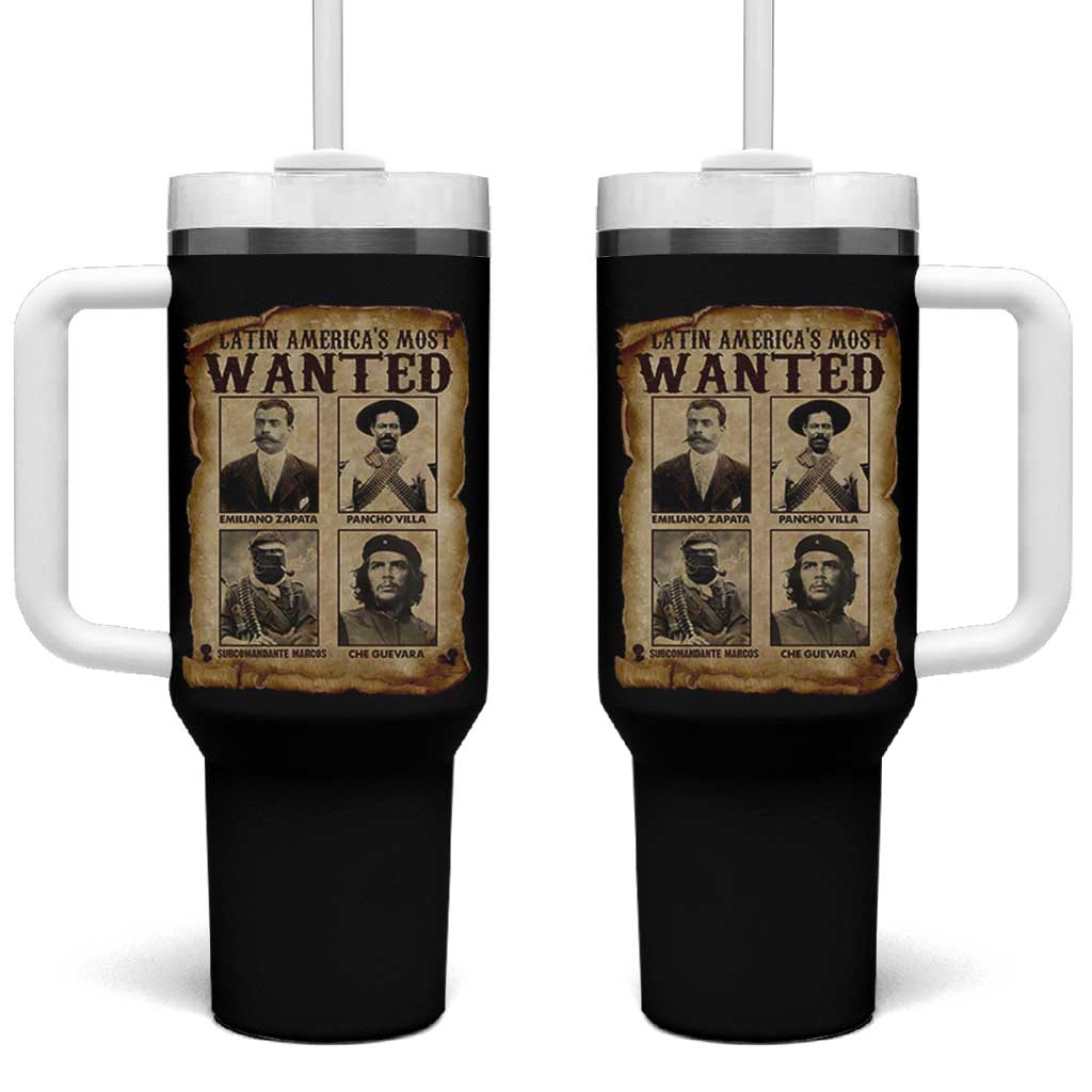 Latin America's Most Wanted Revolution Latino Hispanic Heritage Tumbler With Handle Wanted Sign - Wonder Print Shop
