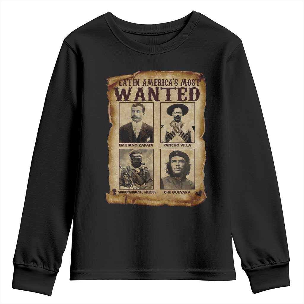 Latin America's Most Wanted Revolution Latino Hispanic Heritage Youth Sweatshirt Wanted Sign - Wonder Print Shop