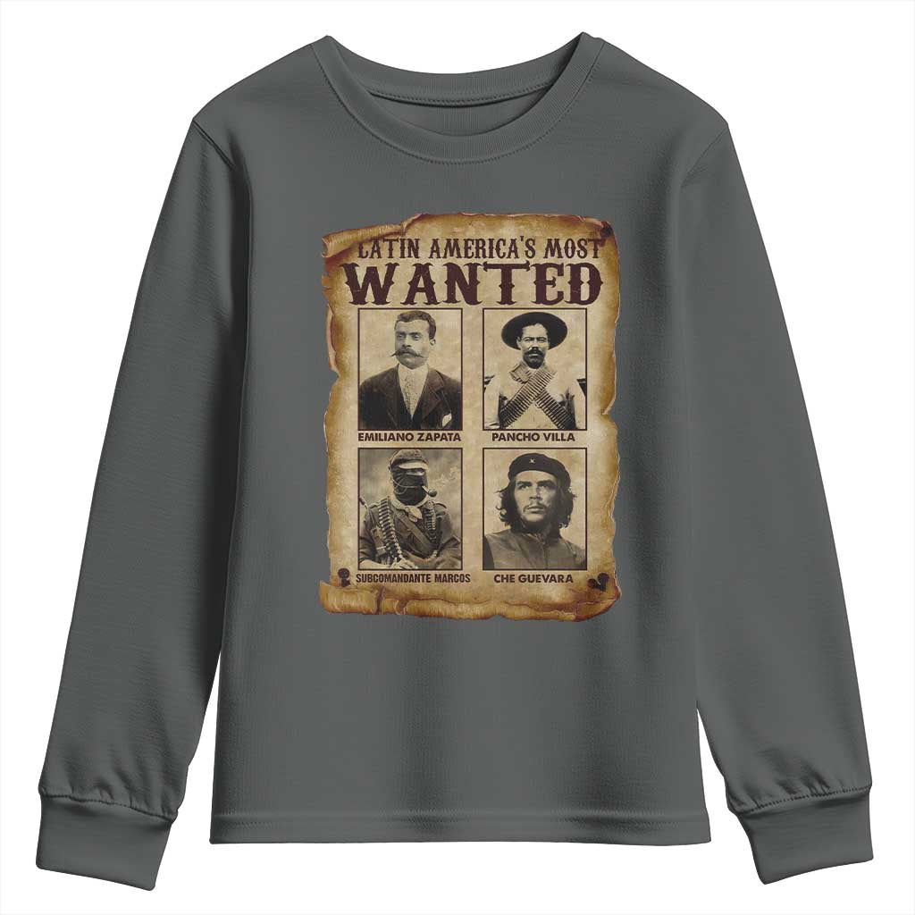 Latin America's Most Wanted Revolution Latino Hispanic Heritage Youth Sweatshirt Wanted Sign - Wonder Print Shop