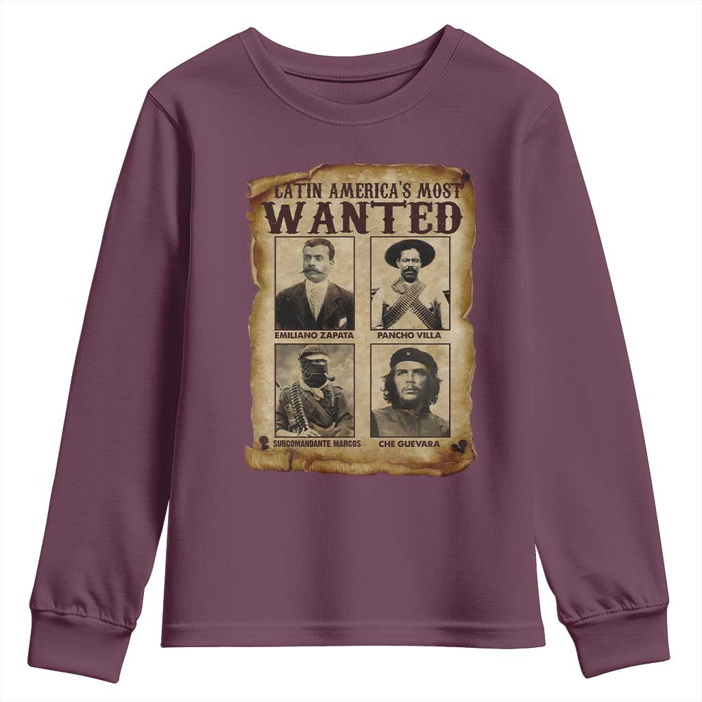 Latin America's Most Wanted Revolution Latino Hispanic Heritage Youth Sweatshirt Wanted Sign - Wonder Print Shop