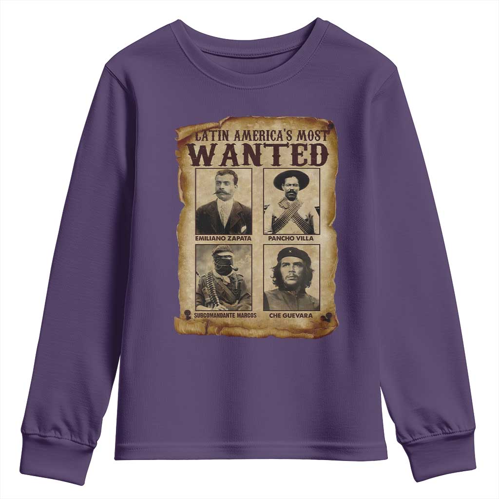 Latin America's Most Wanted Revolution Latino Hispanic Heritage Youth Sweatshirt Wanted Sign - Wonder Print Shop