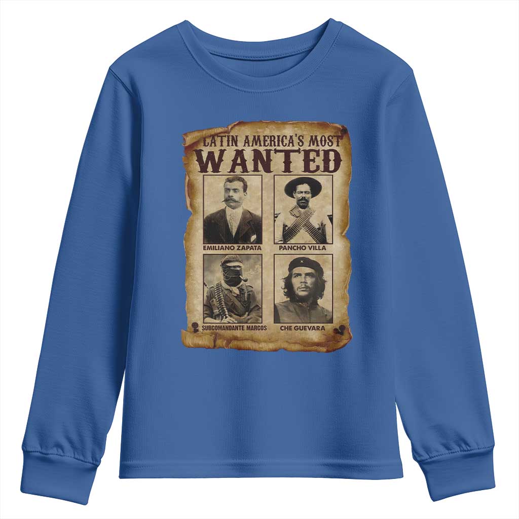 Latin America's Most Wanted Revolution Latino Hispanic Heritage Youth Sweatshirt Wanted Sign - Wonder Print Shop