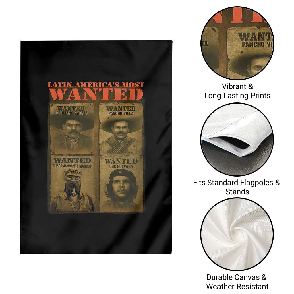 Latin America's Most Wanted Garden Flag Mexican Revolution Latino Hispanic Heritage - Wonder Print Shop