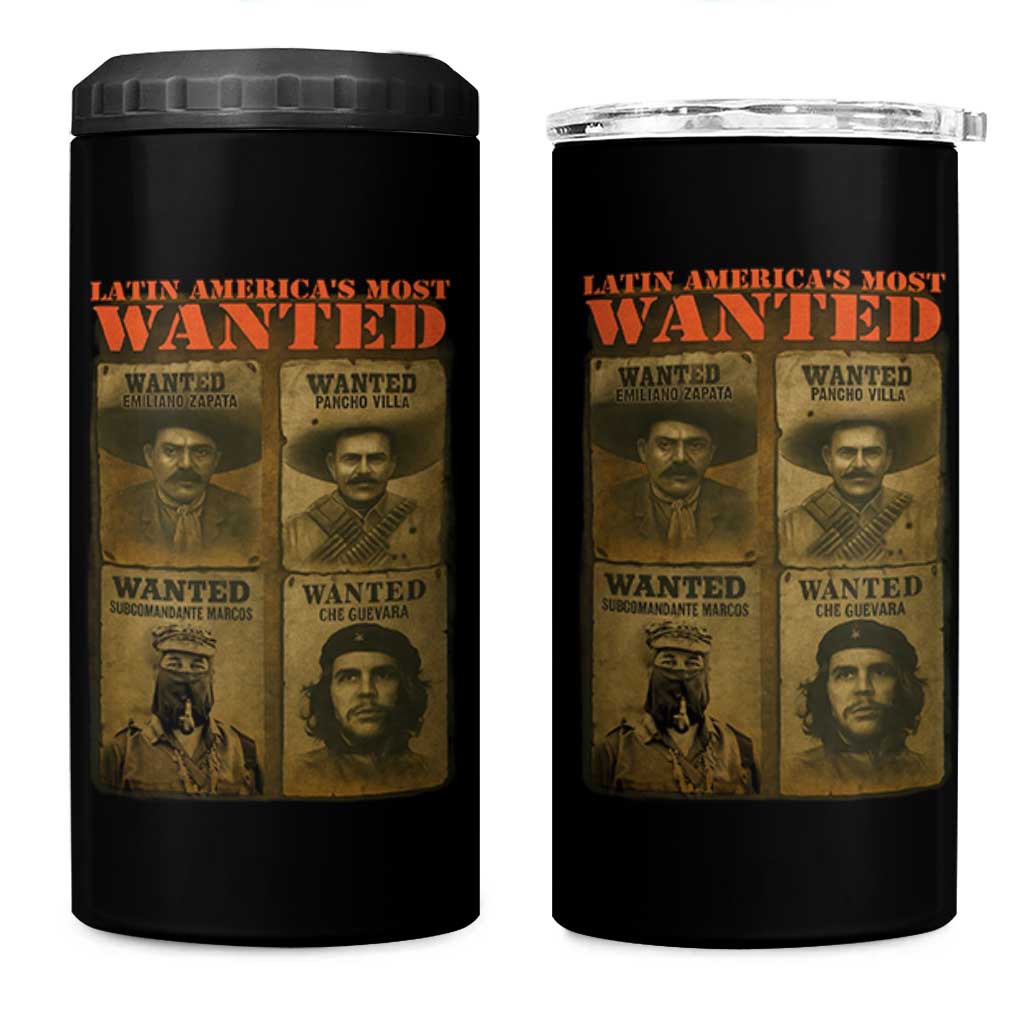 Latin America's Most Wanted 4 in 1 Can Cooler Tumbler Mexican Revolution Latino Hispanic Heritage - Wonder Print Shop