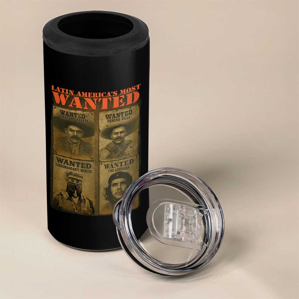 Latin America's Most Wanted 4 in 1 Can Cooler Tumbler Mexican Revolution Latino Hispanic Heritage - Wonder Print Shop