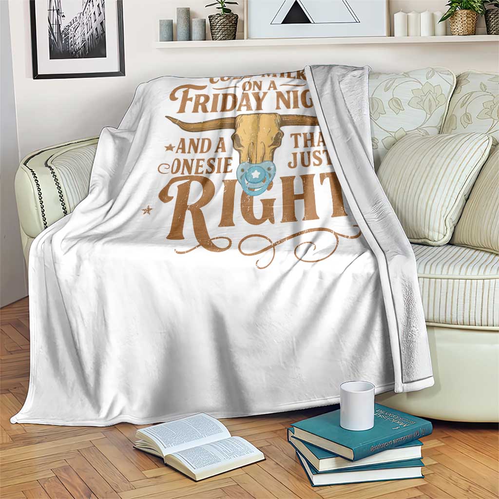 Funny Cold Milk On A Friday Night And A Onesie That Fits Just Right Throw Blanket Longhorn Cow Skull - Wonder Print Shop