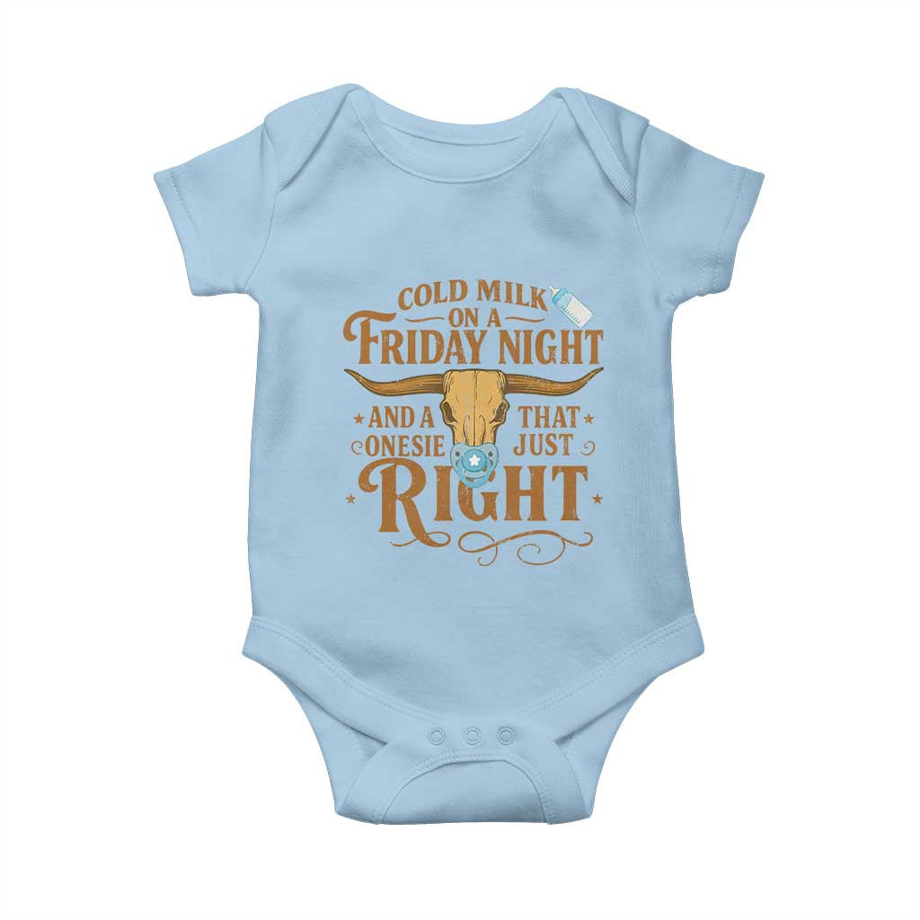 Funny Cold Milk On A Friday Night And A Onesie That Fits Just Right Baby Onesie Longhorn Cow Skull - Wonder Print Shop