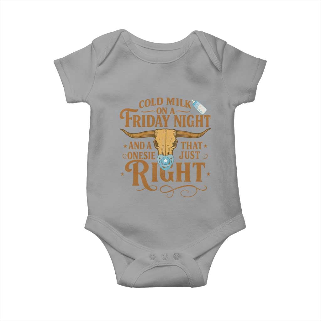 Funny Cold Milk On A Friday Night And A Onesie That Fits Just Right Baby Onesie Longhorn Cow Skull - Wonder Print Shop