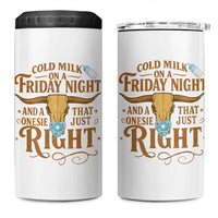 Funny Cold Milk On A Friday Night And A Onesie That Fits Just Right 4 in 1 Can Cooler Tumbler Longhorn Cow Skull - Wonder Print Shop