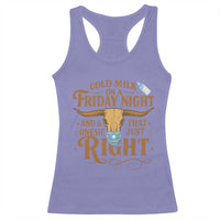 Funny Cold Milk On A Friday Night And A Onesie That Fits Just Right Racerback Tank Top Longhorn Cow Skull - Wonder Print Shop