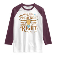 Funny Cold Milk On A Friday Night And A Onesie That Fits Just Right Raglan Shirt Longhorn Cow Skull - Wonder Print Shop
