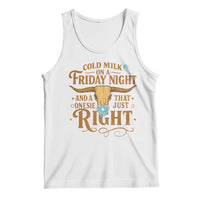 Funny Cold Milk On A Friday Night And A Onesie That Fits Just Right Tank Top Longhorn Cow Skull - Wonder Print Shop