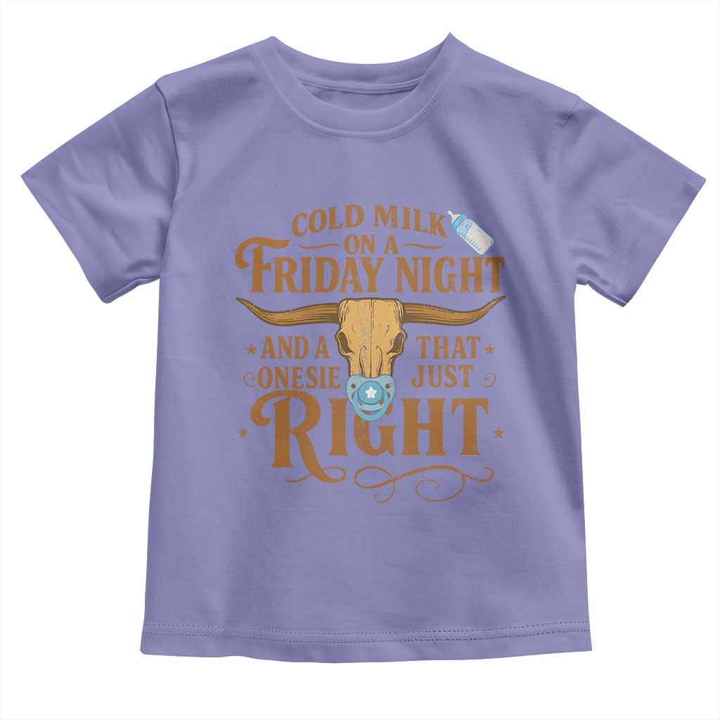 Funny Cold Milk On A Friday Night And A Onesie That Fits Just Right Toddler T Shirt Longhorn Cow Skull - Wonder Print Shop