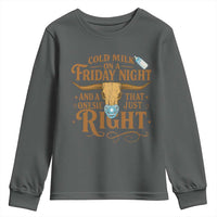 Funny Cold Milk On A Friday Night And A Onesie That Fits Just Right Youth Sweatshirt Longhorn Cow Skull - Wonder Print Shop