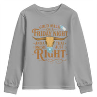 Funny Cold Milk On A Friday Night And A Onesie That Fits Just Right Youth Sweatshirt Longhorn Cow Skull - Wonder Print Shop