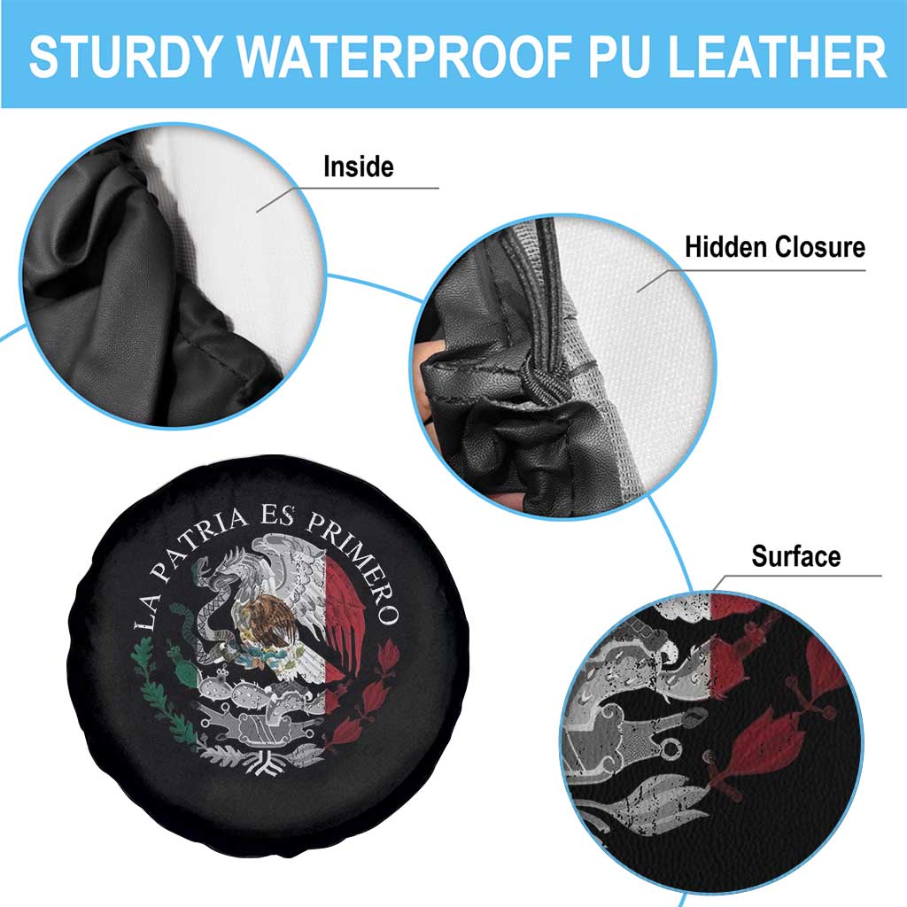 Mexican Pride Spare Tire Cover La Patria Es Primero Coat Of Arms - Wonder Print Shop